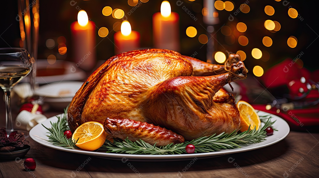 Celebração festiva de peru assado