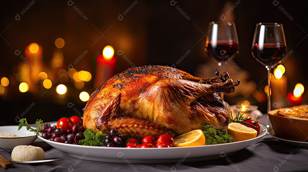 Celebração festiva de peru assado