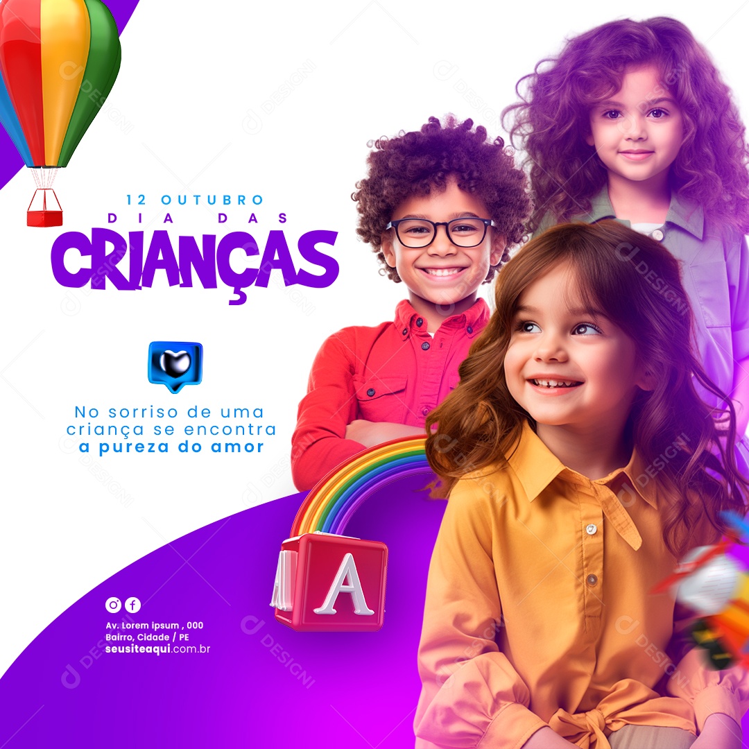 Dia Das Crianças Várias Crianças Sorrindo No Sorriso de uma Criança se Encontra a Pureza do Amor Social Media PSD Editável