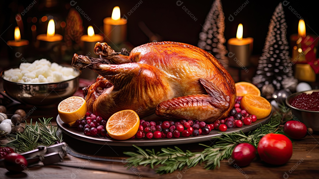 Celebração festiva de peru assado