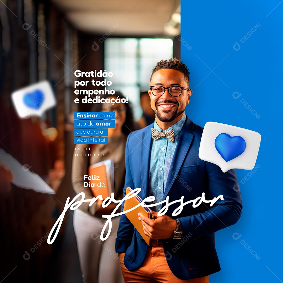 Dia Do Professor Gratidão por todo Empenho e Dedicação Social Media PSD Editável