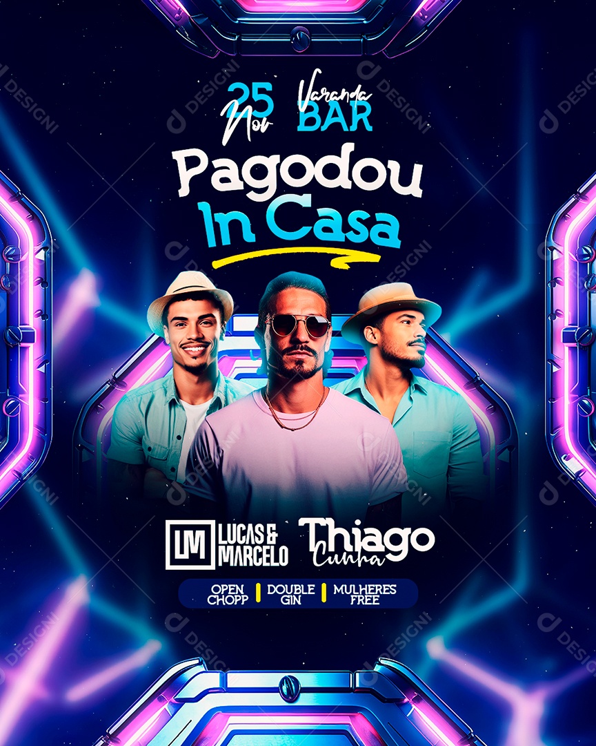 Flyer Pagode In Casa Lucas & Marcelo Thiago Cunha Social Media PSD Editável