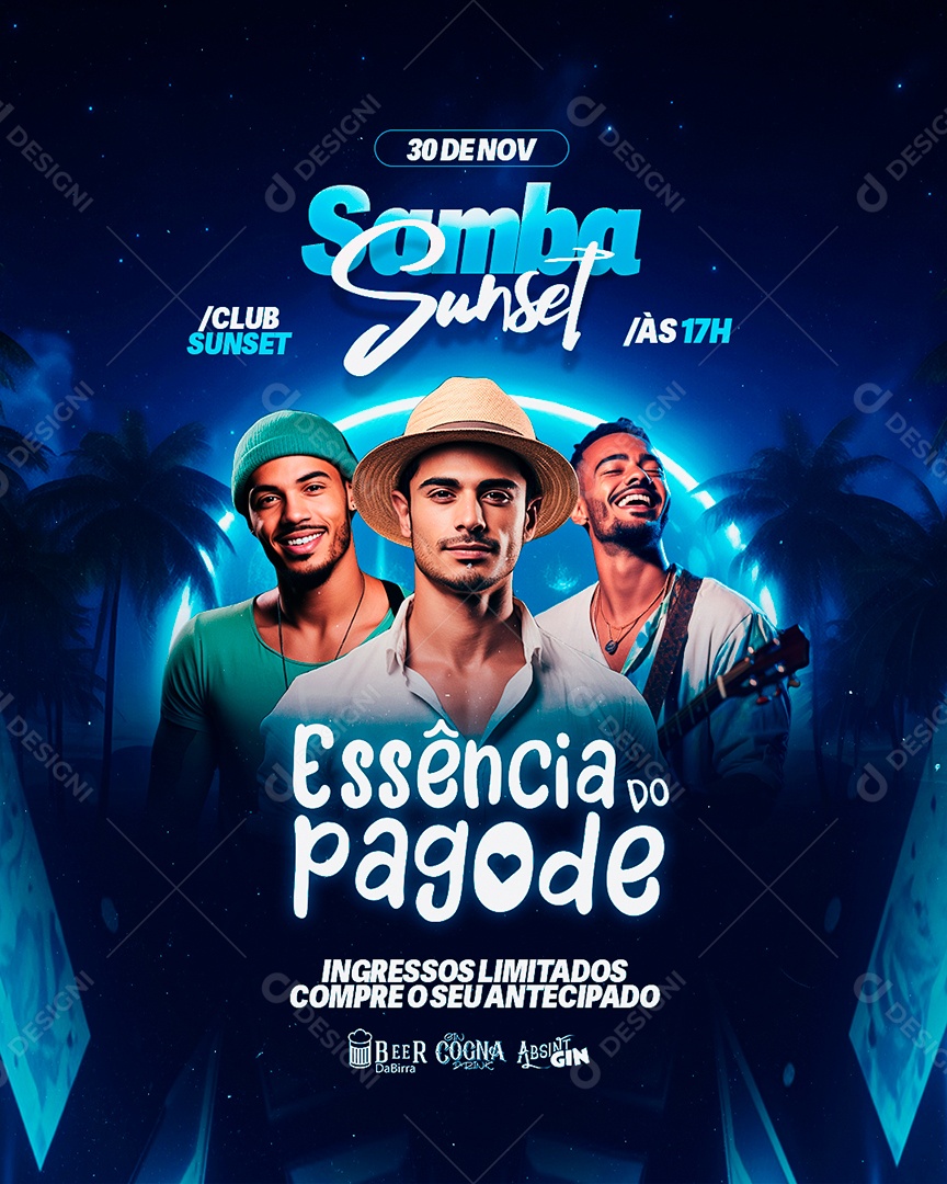 Flyer Samba Sunset Essência do Pagode Social Media PSD Editável