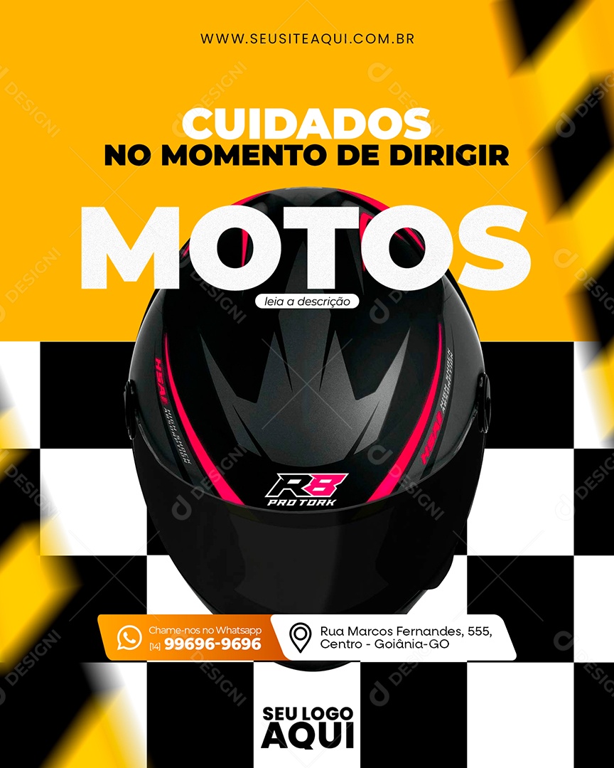 Auto Escola Cuidados no Momento de Dirigir Motos Social Media PSD Editável