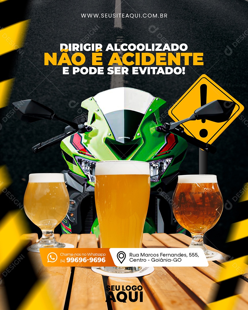 Auto Escola Dirigir Alcoolizado Não é Acidente e Pode ser Evitado Social Media PSD Editável