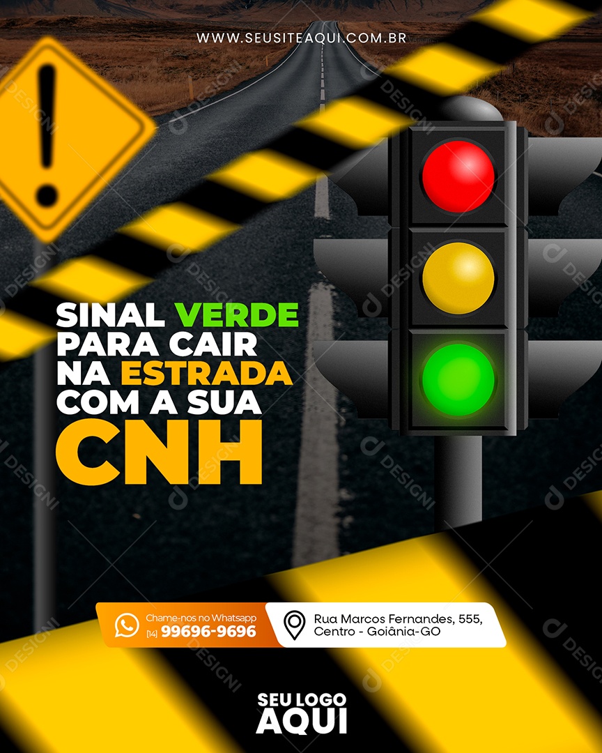 Auto Escola Sinal Verde para cair na Estrada com a sua CNH Social Media PSD Editável