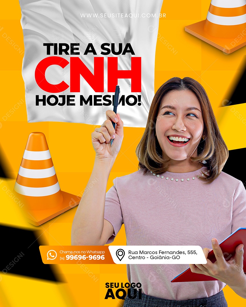 Auto Escola Tira a sua CNH Hoje Mesmo Social Media PSD Editável