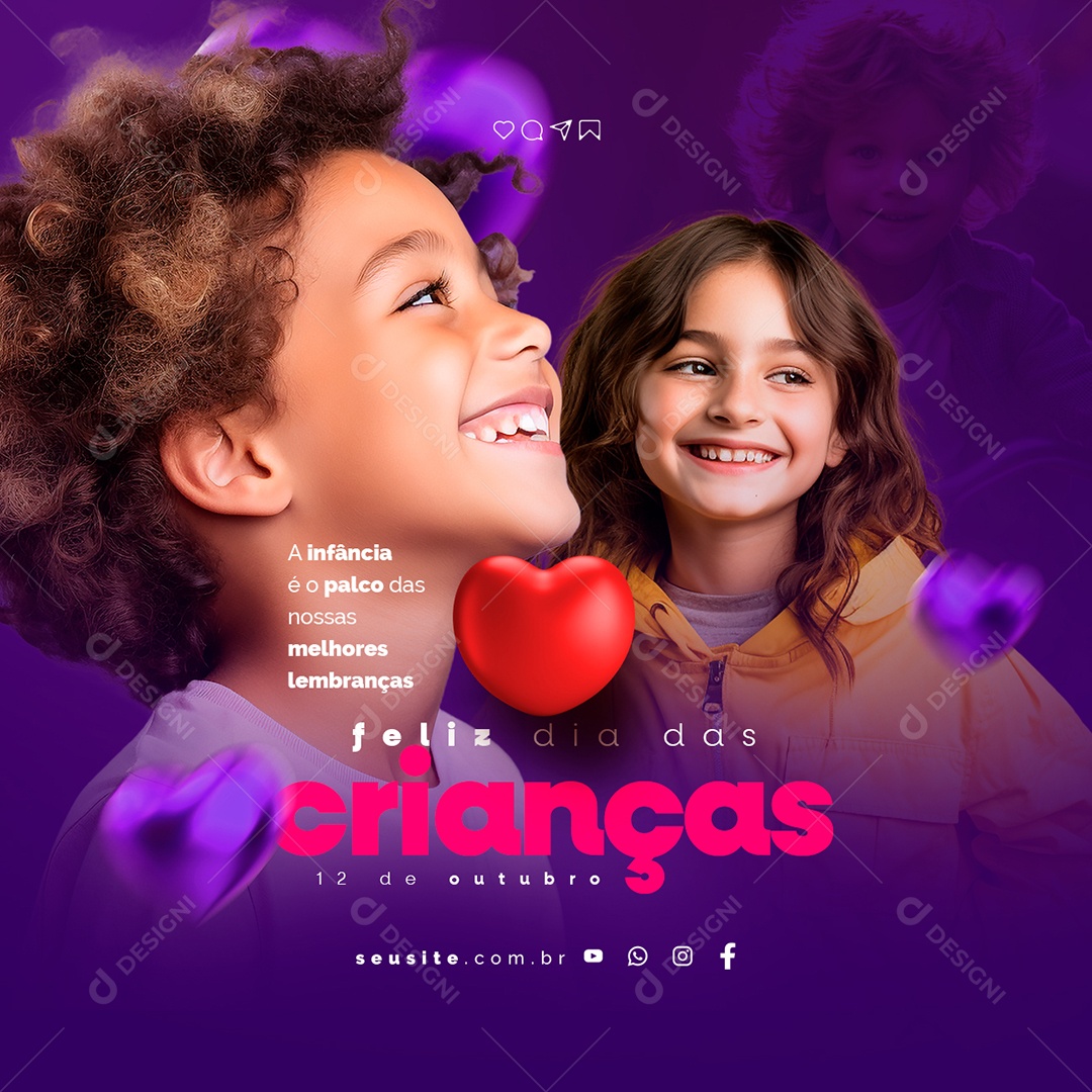 Feliz Dia Das Crianças A Infância é o Palco das Melhores Lembranças Social Media PSD Editável