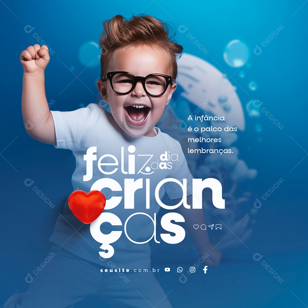 Feliz Dia Das Crianças A Infância é o Palco das Melhores Lembranças Social Media PSD Editável