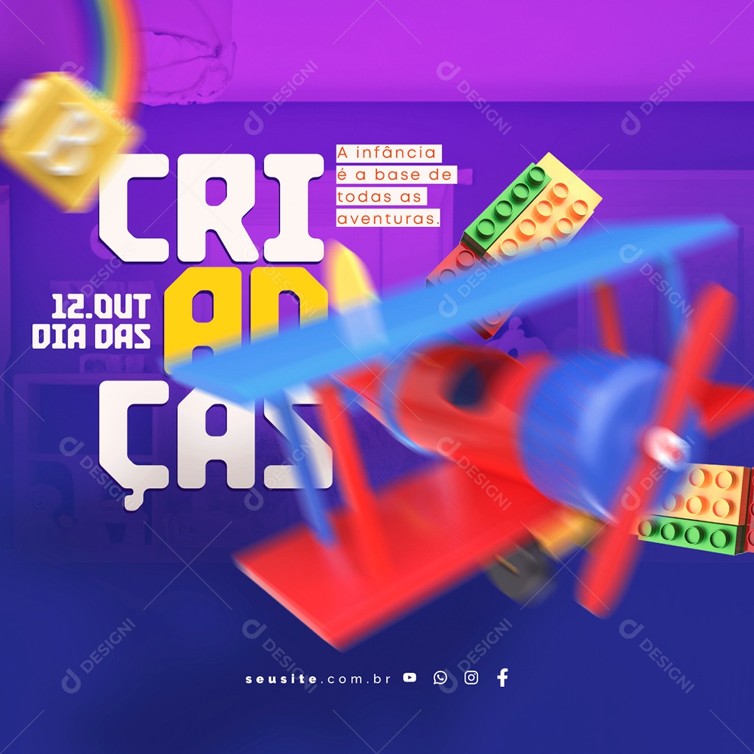 Dia Das Crianças Loja de Brinquedos Avião de Brinquedo A Infância é a Base de Todas as Aventuras Social Media PSD Editável