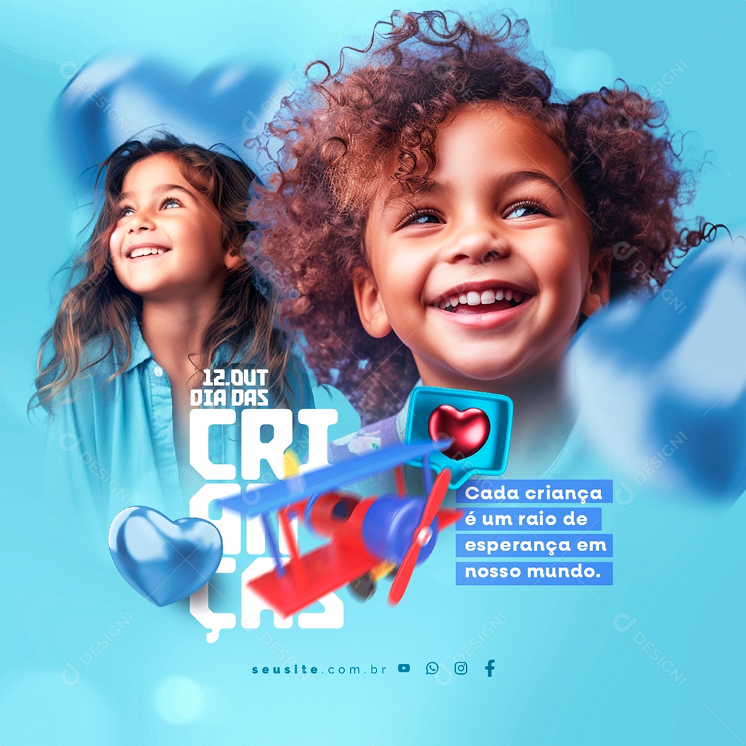 Dia Das Crianças Cada Criança é um Raio de Esperança em nosso Mundo Social Media PSD Editável