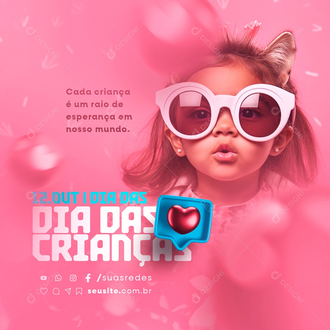 Dia Das Crianças Cada Criança é um Raio de Esperança em nosso Mundo Social Media PSD Editável