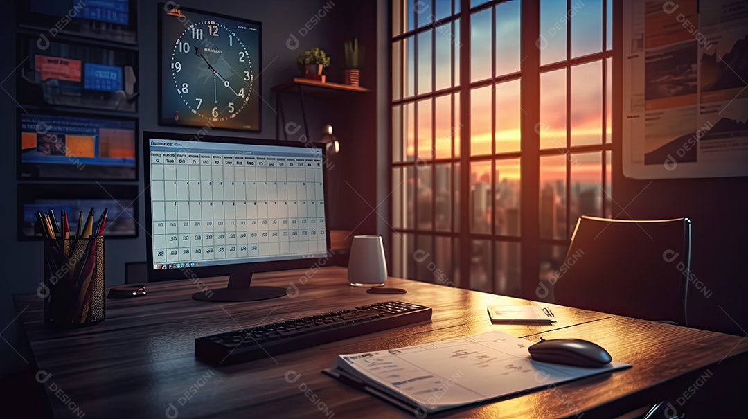 um laptop na mesa dentro de um escritório