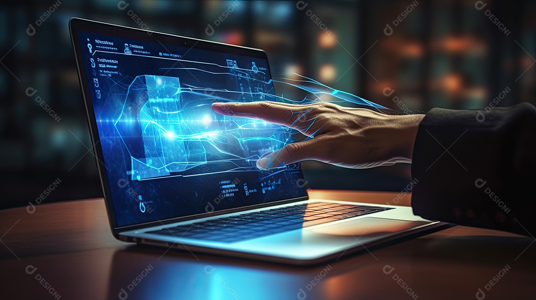 ilustração sobre interação com um ambiente de negócios virtual