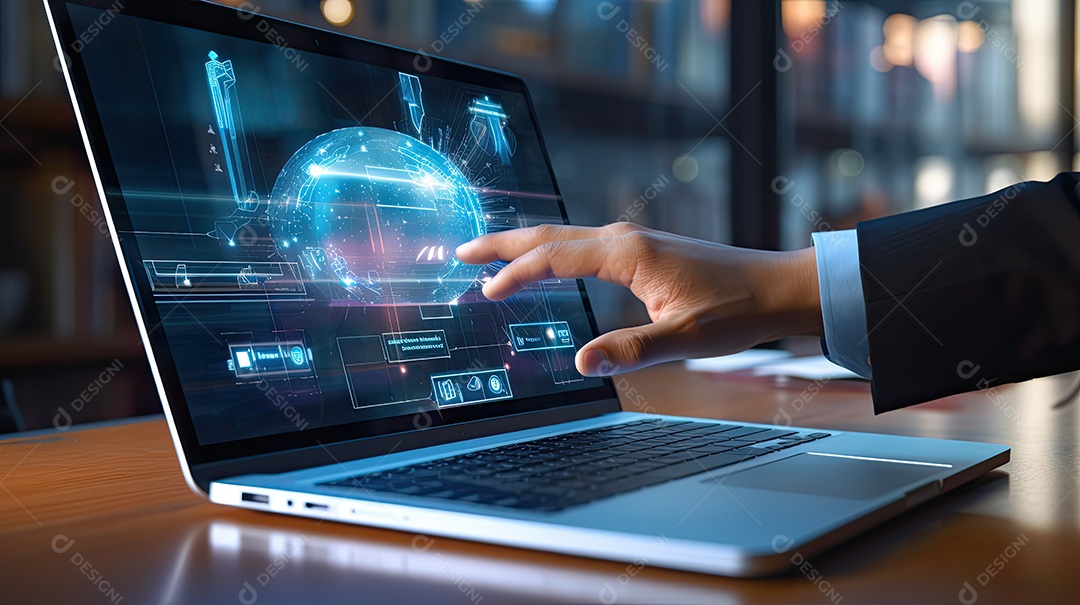 ilustração sobre interação com um ambiente de negócios virtual