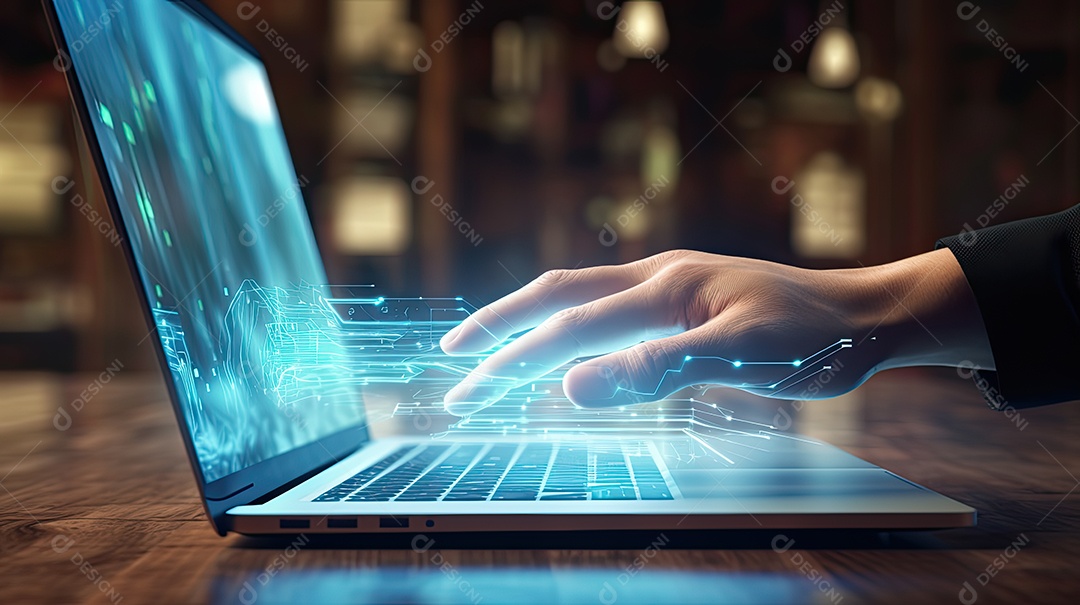 ilustração sobre interação com um ambiente de negócios virtual