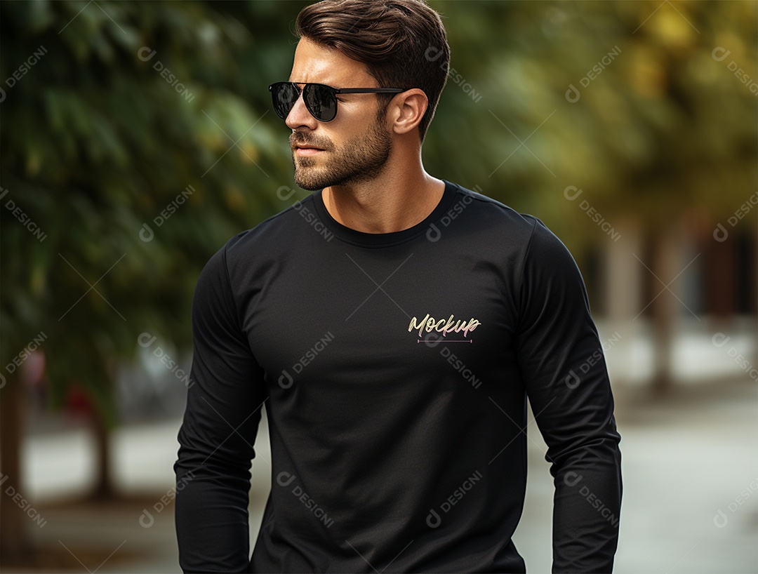 Mockup Camiseta Manga Longa PSD Editável