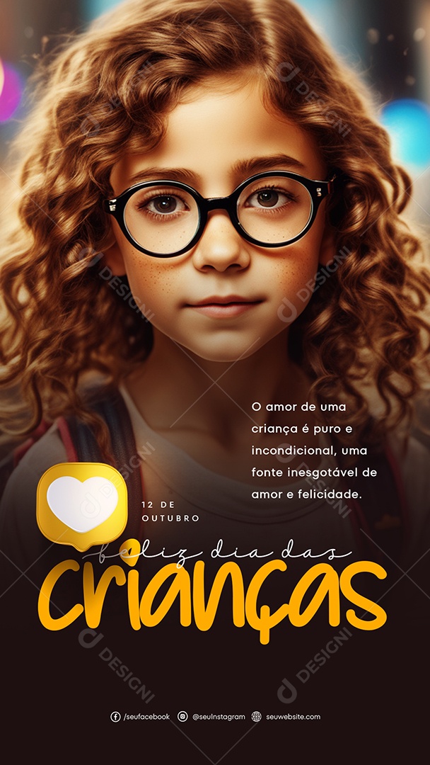 Story Feliz Dia Das Crianças Amor e Felicidade Social Media PSD Editável