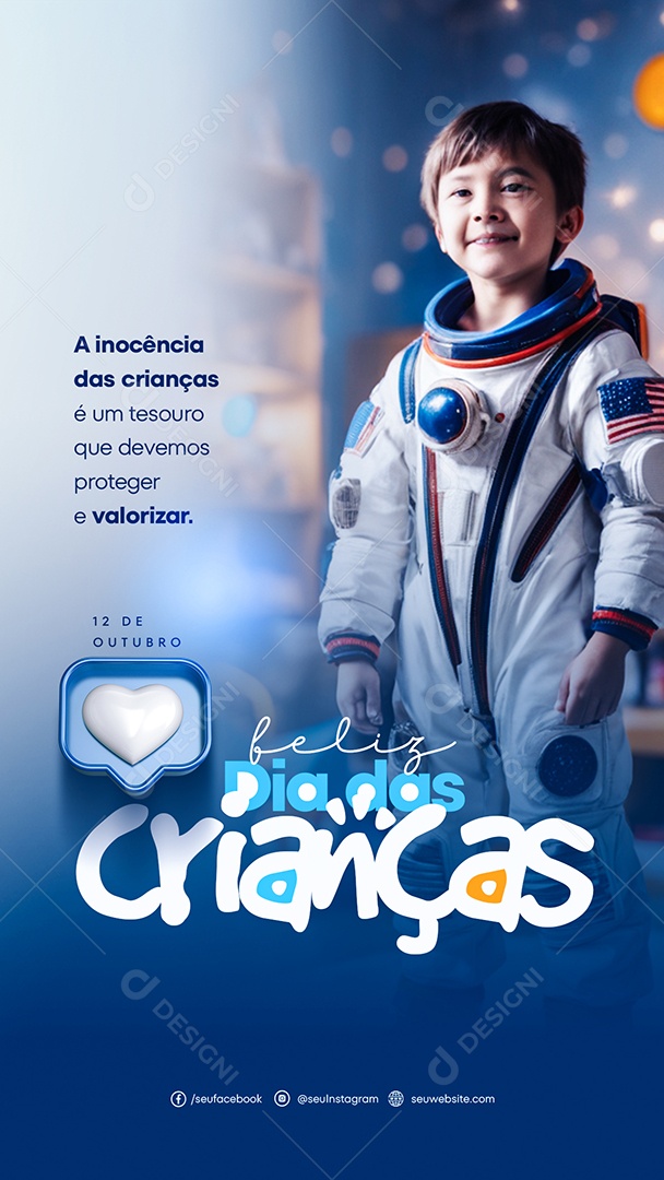 Story Proteger e Valorizar Feliz Dia Das Crianças Social Media PSD Editável