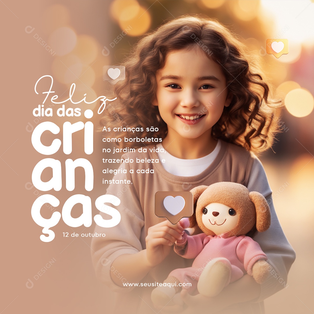 Social Media Feed Feliz Dia Das Crianças Trazendo Beleza PSD Editável