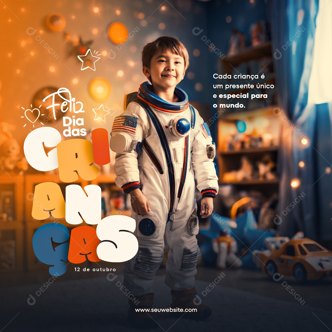 Social Media Feed Especial Para o Mundo Feliz Dia Das Crianças PSD Editável