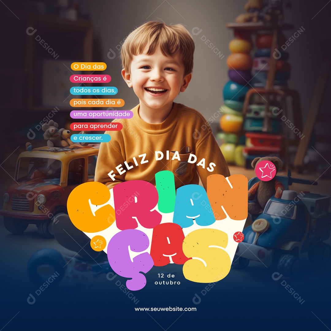 Social Media Feed Feliz Dia Das Crianças PSD Editável