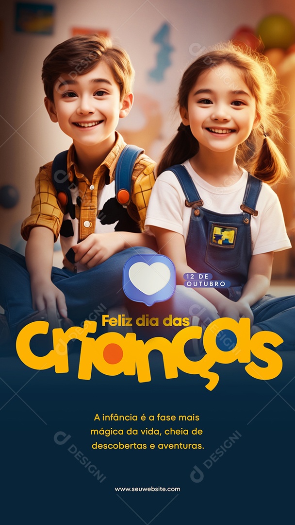 Social Media Story Feliz Dia Das Crianças Aventuras PSD Editável