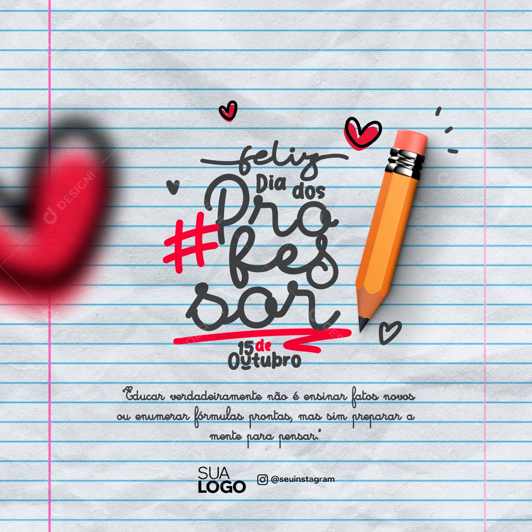 Social Media Feliz Dia Do Professor Mente Para Pensar PSD Editável