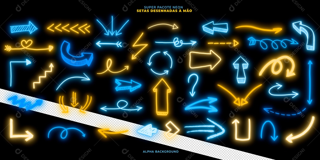 Conjunto de Setas Led Elemento 3D para Composição PSD