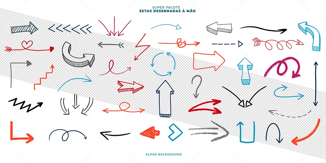 Conjunto de Seta Coloridas Elemento 3D para Composição PSD
