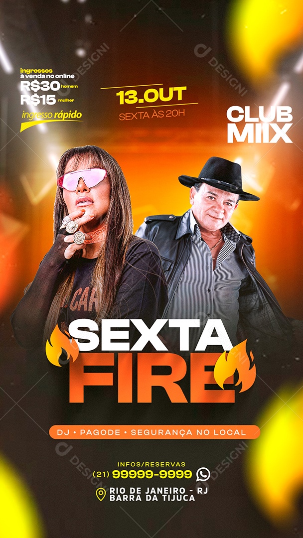 Social Media Flyer Story Sexta Fire PSD Editável