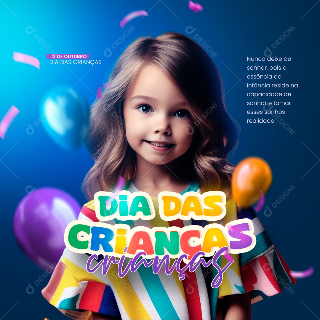 Tornar Sonhos Realidade Dia Das Crianças Social Media PSD Editável