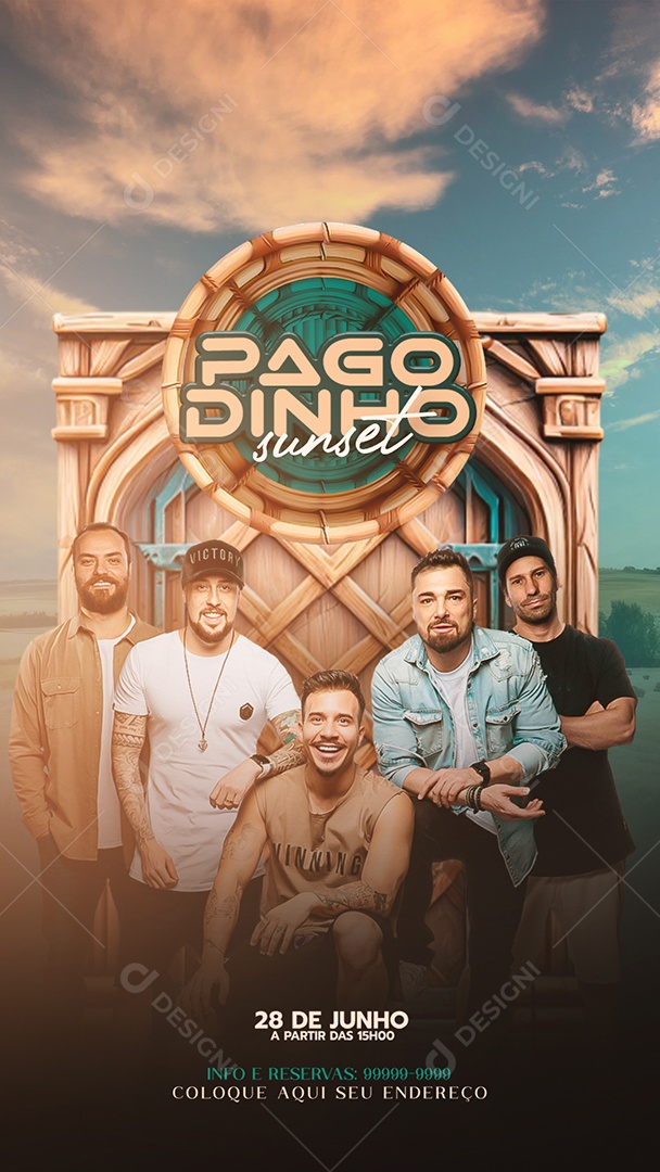 Flyer Story Pagodinho Sunset Social Media PSD Editável