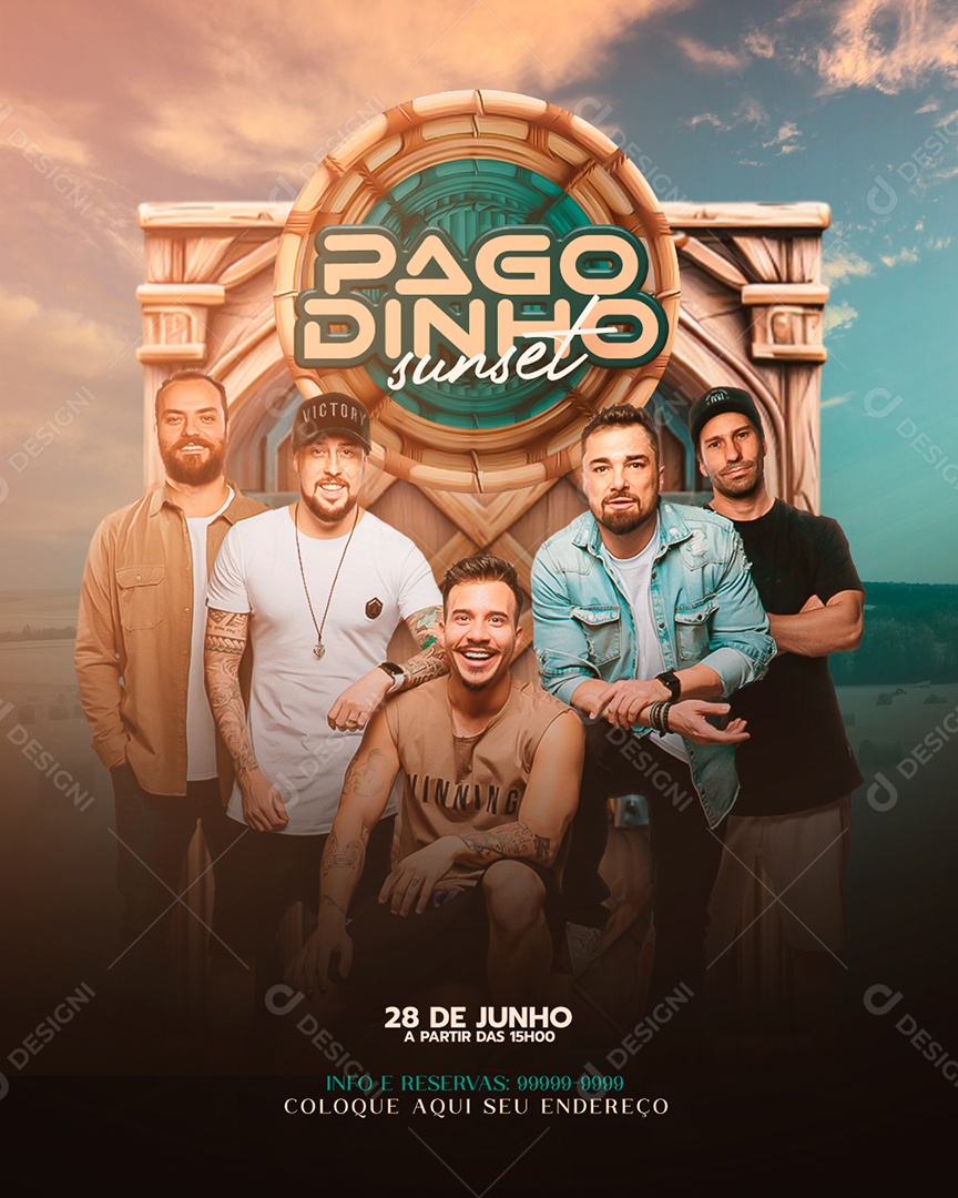 Social Media Flyer Feed Pagodinho Sunset PSD Editável
