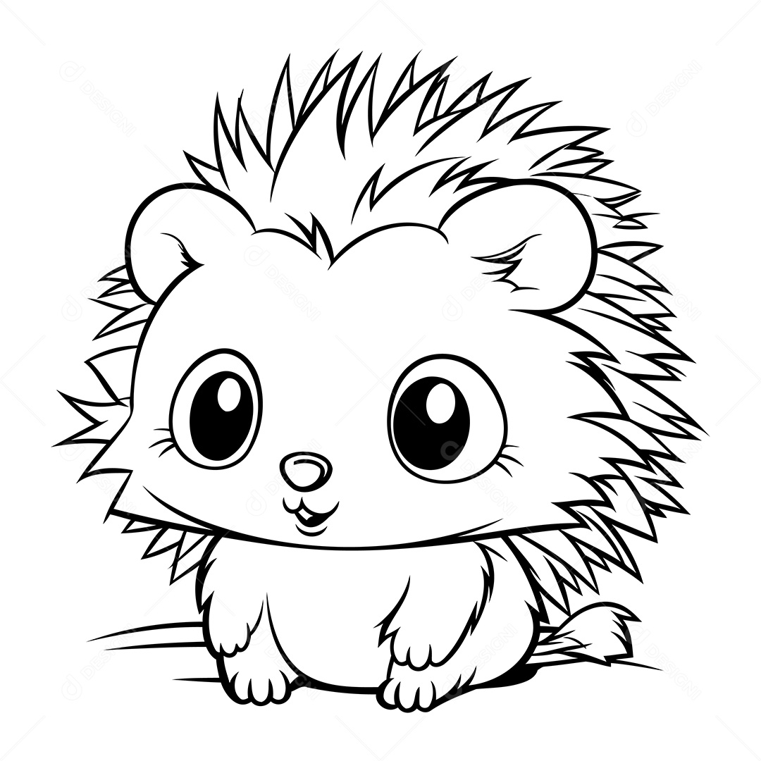 Porco Espinho Desenho Para Colorir Vetor EPS
