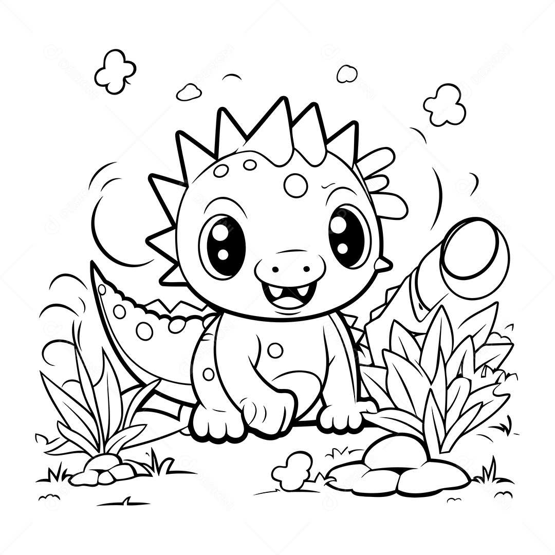 Dinossauro Desenho Para Colorir Vetor EPS