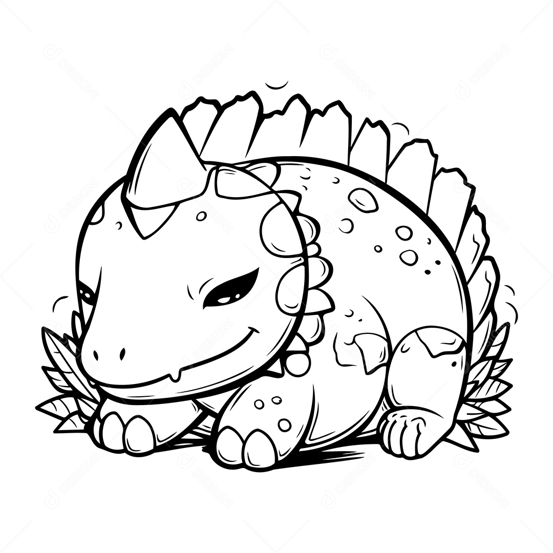 Dinossauro Desenho Para Colorir Vetor EPS