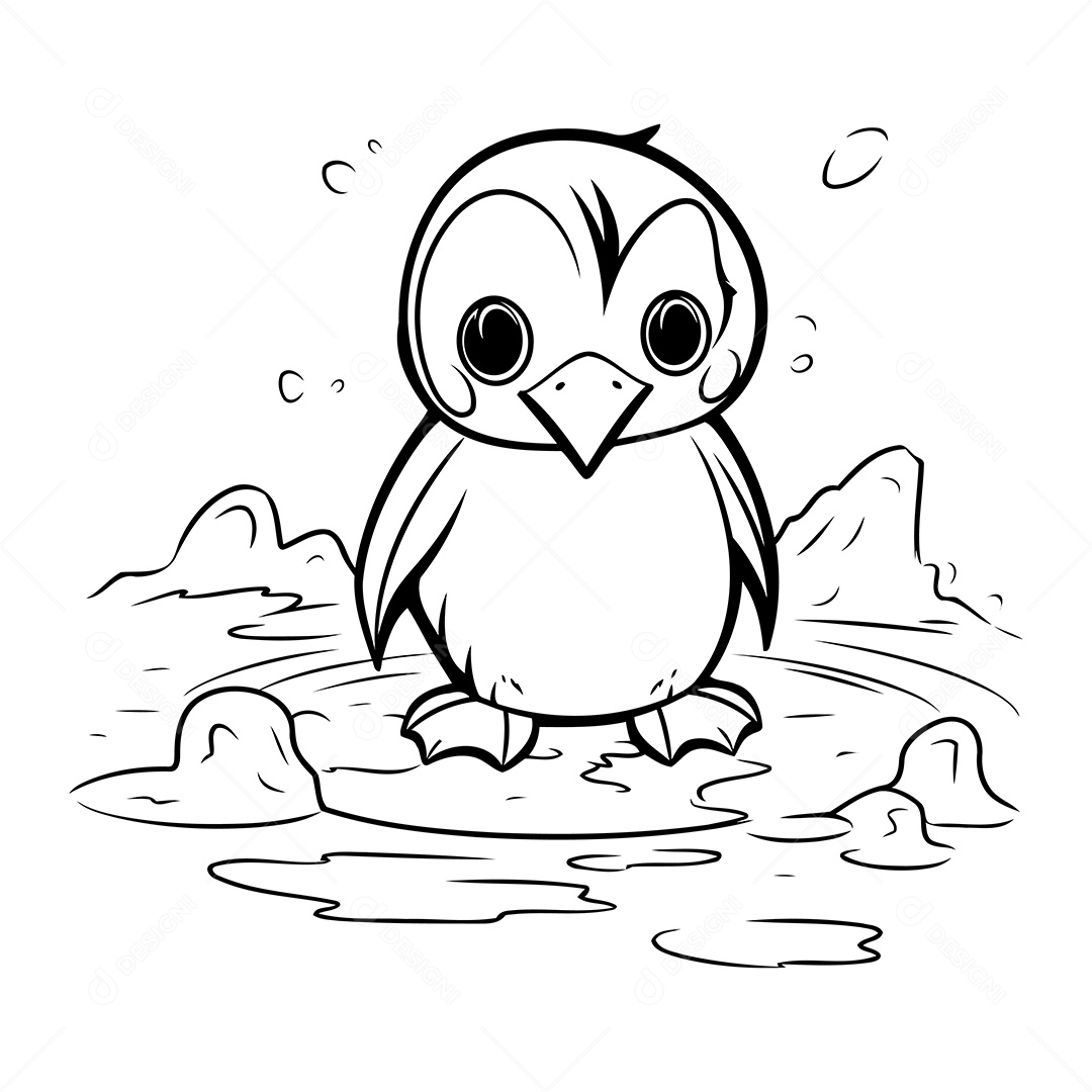 Pinguim Desenho Para Colorir Vetor EPS