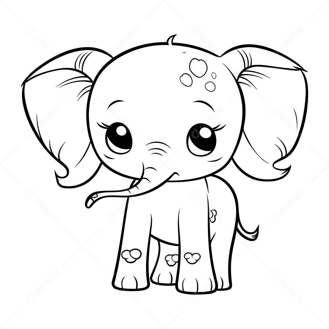 Elefante Desenho Para Colorir Vetor EPS