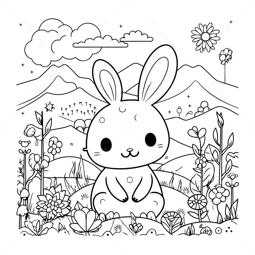 Coelho Desenho Para Colorir Vetor EPS