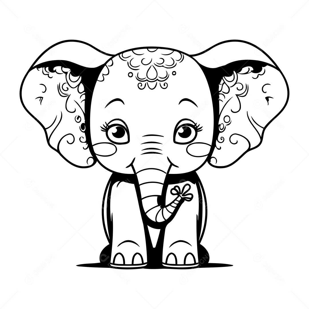 Elefante Desenho Para Colorir Vetor EPS