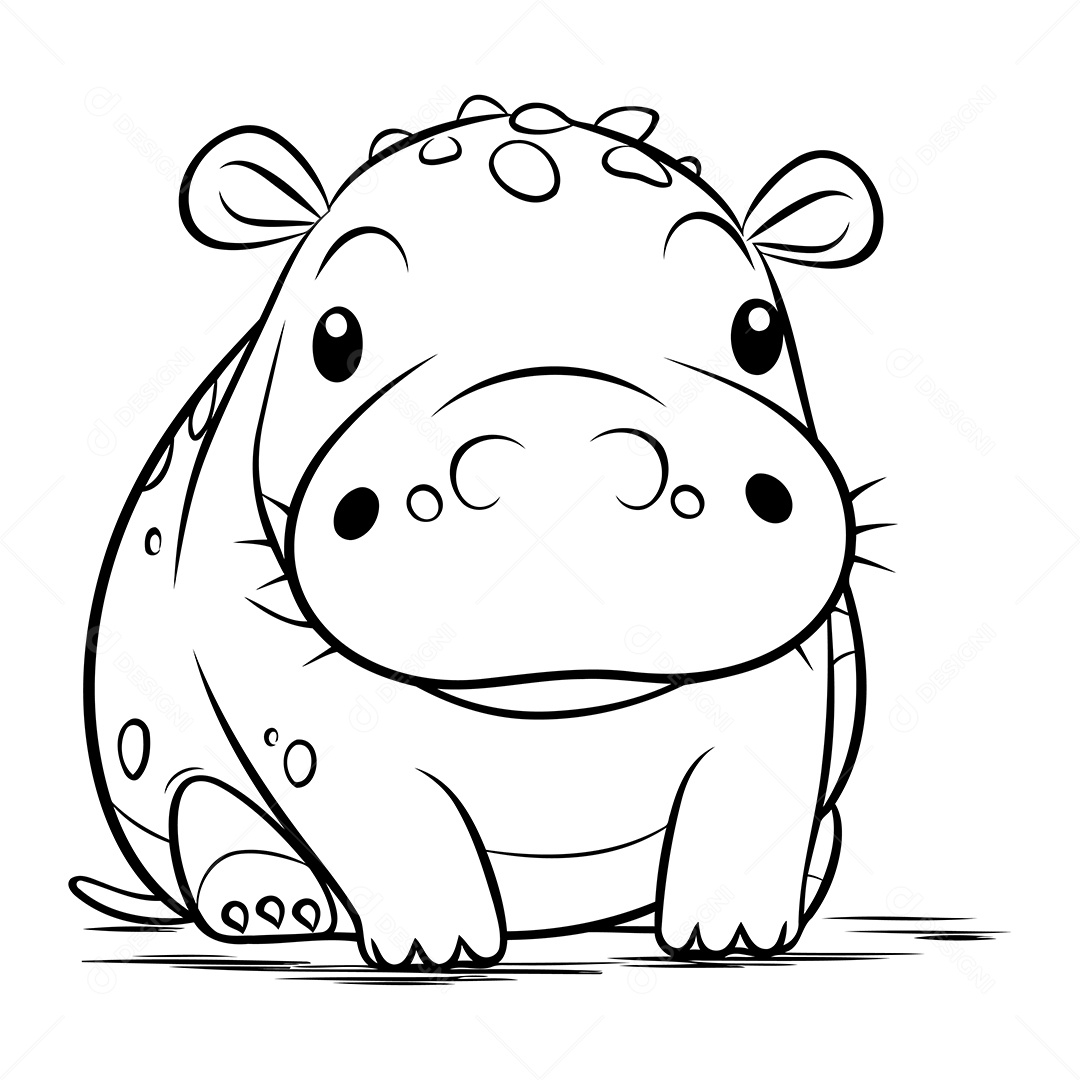 Hipopótamo Desenho Para Colorir Vetor EPS