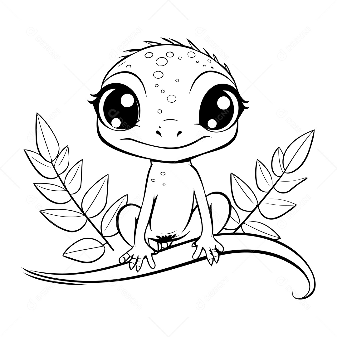 Lagarto Desenho Para Colorir Vetor EPS
