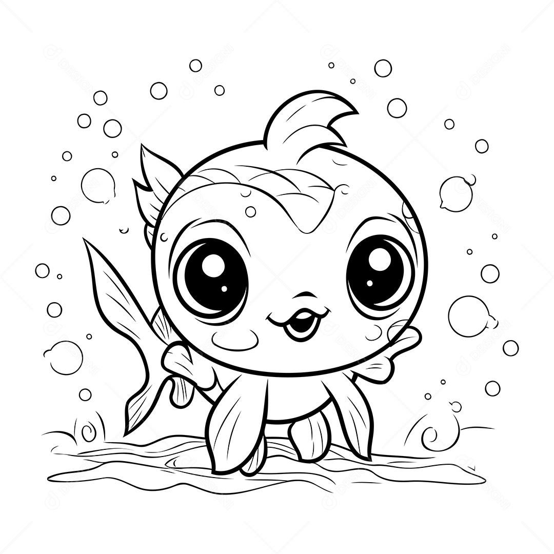 Peixe Desenho Para Colorir Vetor EPS