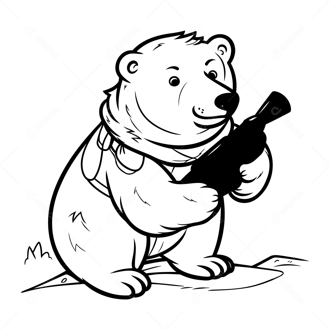 Urso Desenho Para Colorir Vetor EPS