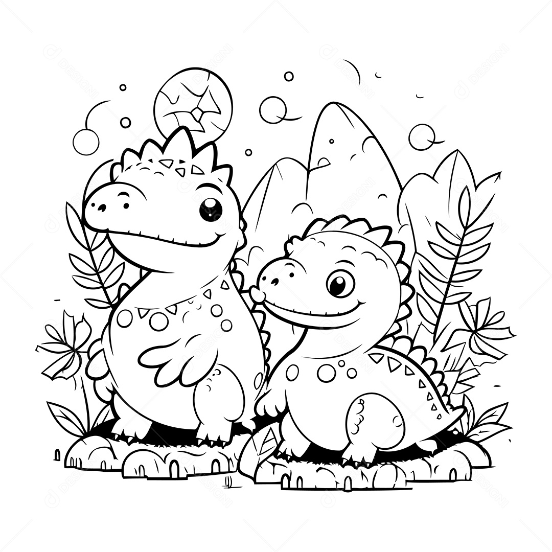 Dinossauro Desenho Para Colorir Vetor EPS