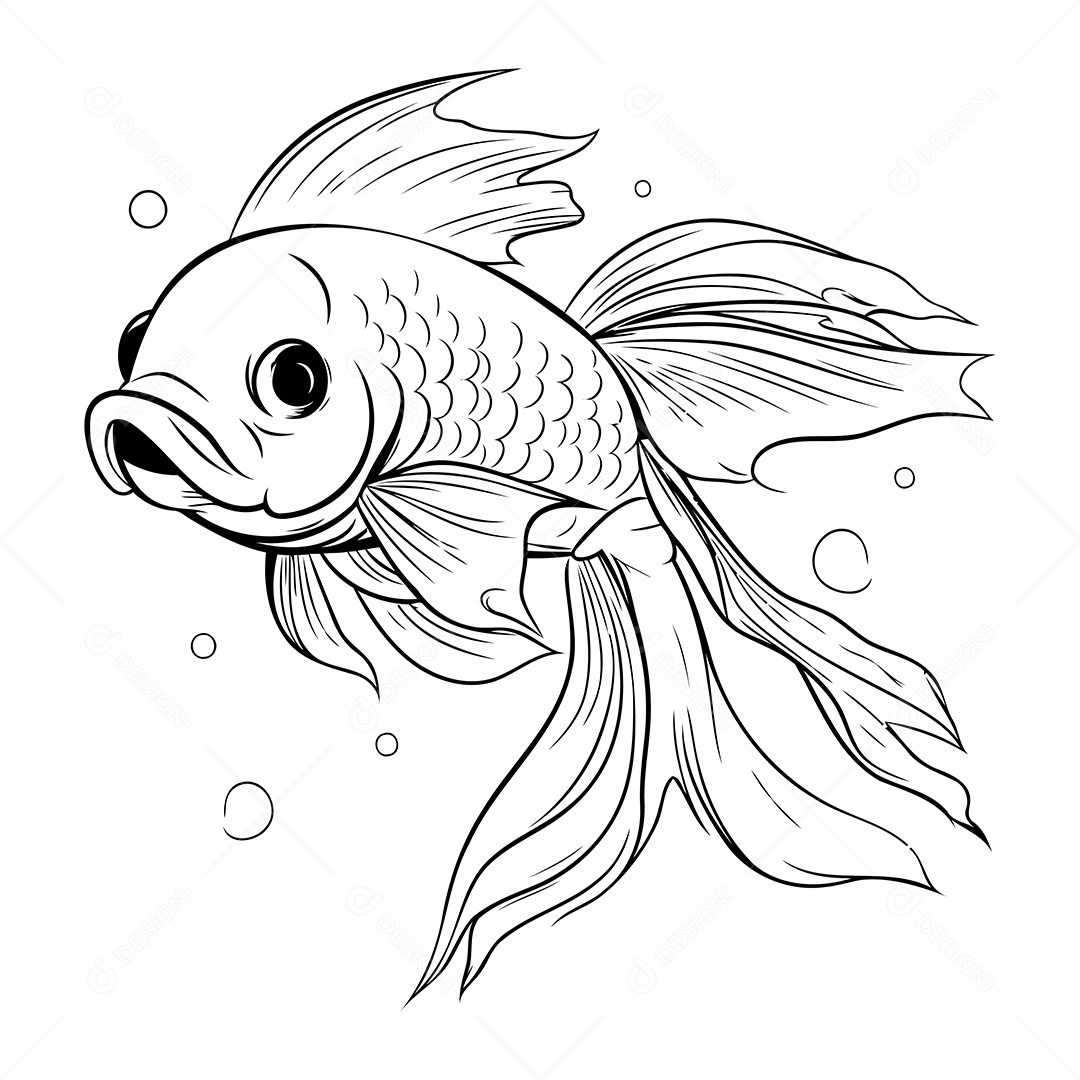 Peixe Desenho Para Colorir Vetor EPS
