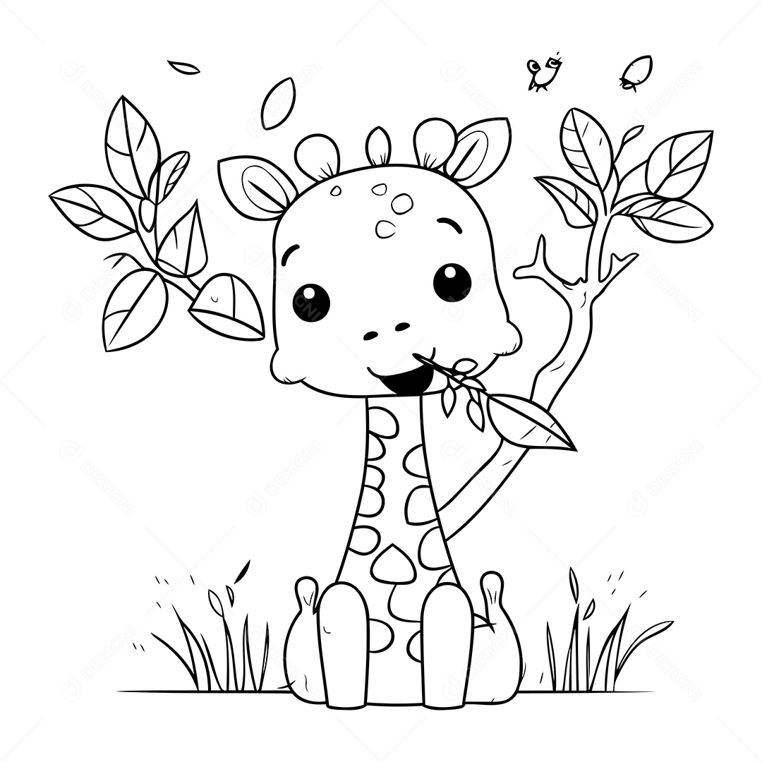 Girafa Desenho Para Colorir Vetor EPS