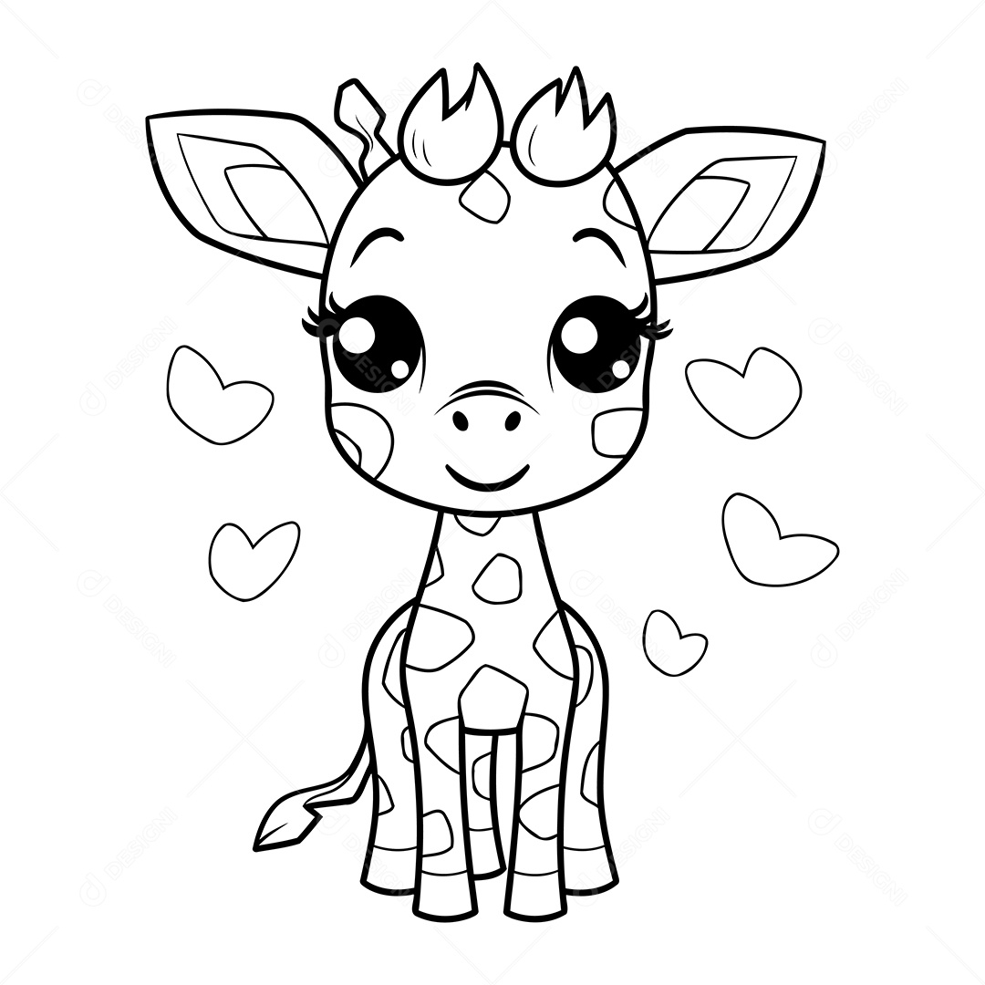 Girafa Desenho Para Colorir Vetor EPS