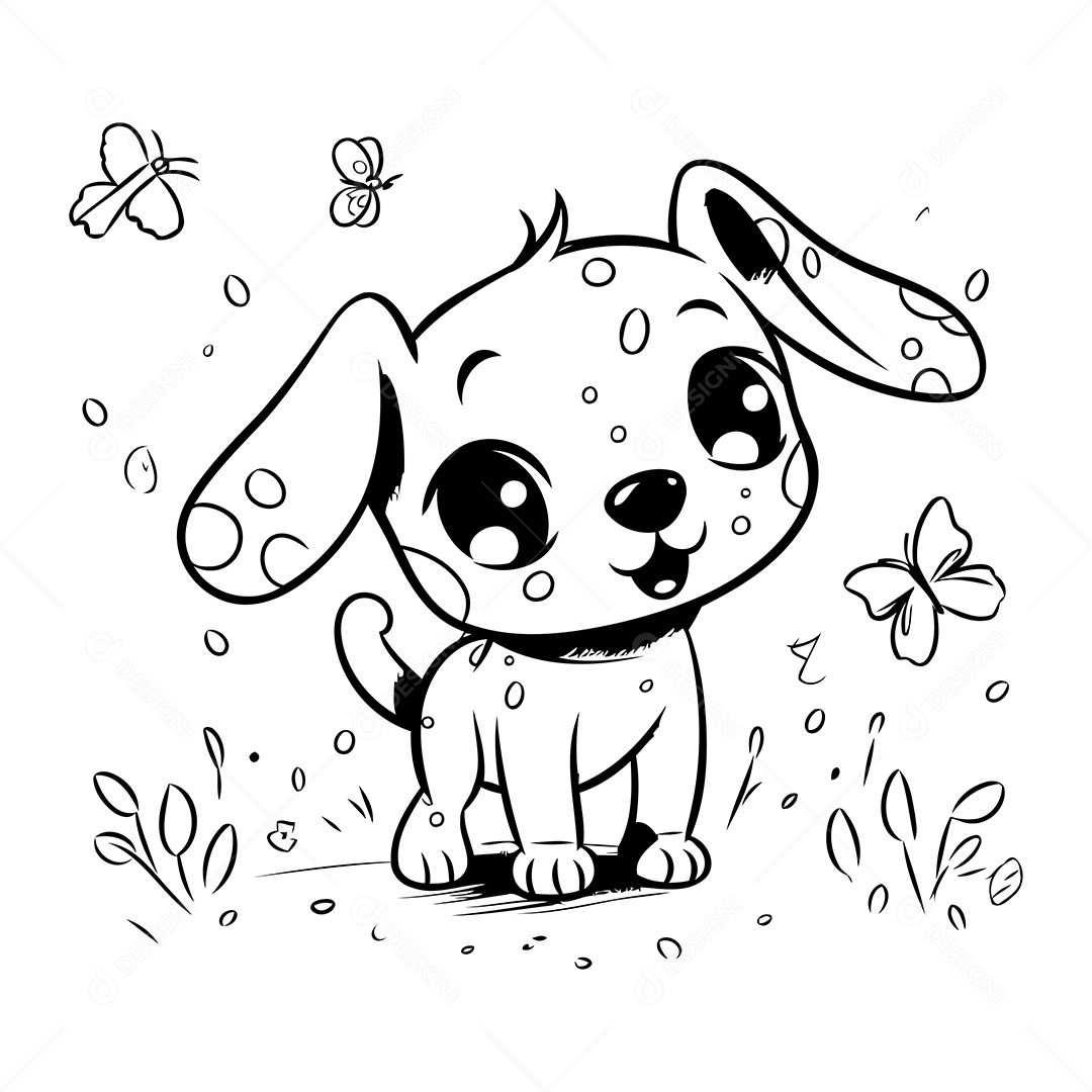 Cachorro Desenho Para Colorir Vetor EPS